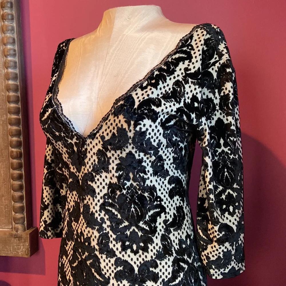 Intimately Free People Black Velvet Burnout Dress Medium - Picture 4 of 8